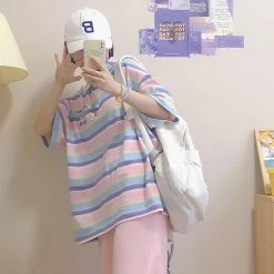 Juwas NEW ARRIVAL Candy Color Cotton Loose T-shirt