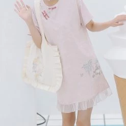 Juwas HOME&LIFESTYLE Japanese Bouquet Embroidery Ruffles Tote Bag