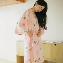 Juwas Pink Peach Japanese Midi Robe NEW ARRIVAL
