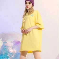 Juwas NEW ARRIVAL Cartoon Cat Print Oversize Long T-shirt