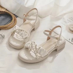 Juwas Pearl Fashion Low Heeled Sandals NEW ARRIVAL