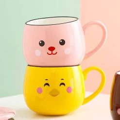 Juwas Cute Cartoon Rabbit Bear Frog Chick Ceramic Mug