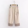 Juwas NEW ARRIVAL Kawaii Bear Folded Plaid Jogging Pants