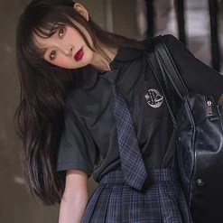 Juwas Basic Moon And Stars Short Sleeve School Polo Shirt