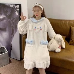 Juwas White Rabbit Plush Night Dress NEW ARRIVAL