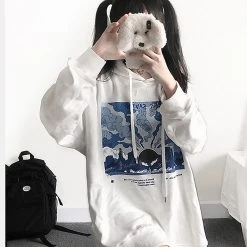 Juwas Trendy Streetwear Graphic Oversize Drawstring Hoodie NEW ARRIVAL