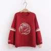 Juwas Vintage Bird Embroidery Warm Sweater