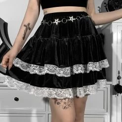 Juwas Victorian Lace Layer Mini Skirt