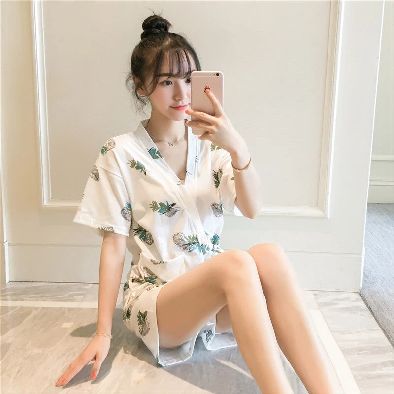 Juwas Kawaii Printed Night Robe And Short Set 5 Juwas Kawaii Printed Night Robe And Short Set