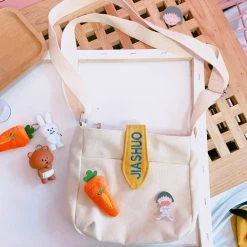 Juwas.com Online Store NEW ARRIVAL Japanese Kawaii Embroidery Canvas Crossbody Bag