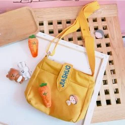 Juwas.com Online Store NEW ARRIVAL Japanese Kawaii Embroidery Canvas Crossbody Bag