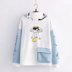 Juwas Cartoon UFO Pocket Plush Hoodie