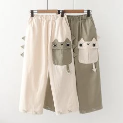Juwas CLOTHING Cute Monsters Khaki Tone Capri Pants