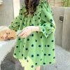 Juwas Vintage Polka Dots Green Loose Cotton Shirt NEW ARRIVAL