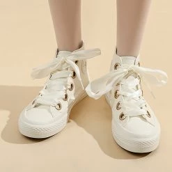 Juwas NEW ARRIVAL Pastel Ribbon Lace High Cut Sneakers
