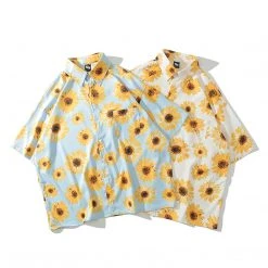 Juwas Sunflowers Printed Vintage Loose T-shirt