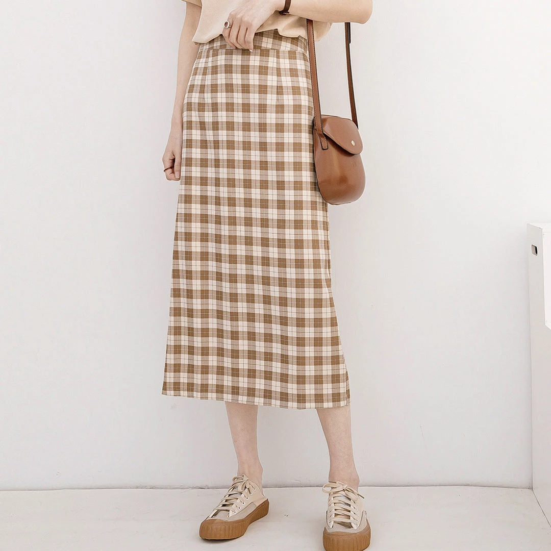 Juwas NEW ARRIVAL Plaid A-line Elastic Waist Skirt 3 Juwas NEW ARRIVAL Plaid A-line Elastic Waist Skirt