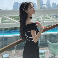 Juwas Gothic Black Pearl Babydoll Dress NEW ARRIVAL