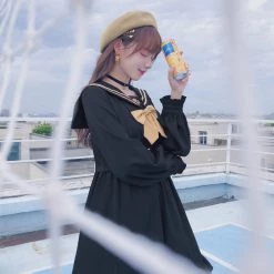 -Juwas NEW ARRIVAL Sailor Collar Fake Two-Piece Dress