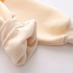 Juwas Cute Puppy Print Pocket Velvet Hoodie