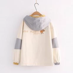 Juwas CLOTHING Cute Cartoon Print Color Black Hooded Jacket