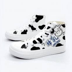 Juwas Kawaii Japanese Cow Print High Ankle Cut Shoes
