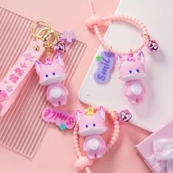 Juwas Lovely Pink Fox PVC Keychain