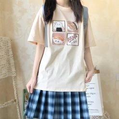 Juwas Japanese Cartoon Print Oversized T-Shirt CLOTHING