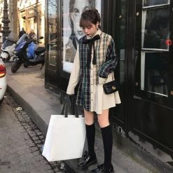 Juwas NEW ARRIVAL Chic Plaid Irregular Short Dress