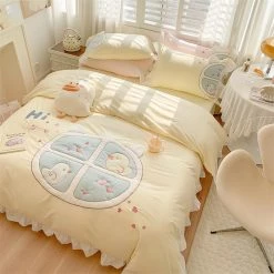 Juwas Cute Duckling Embroider Cotton Bedding Set 14 Juwas Cute Duckling Embroider Cotton Bedding Set