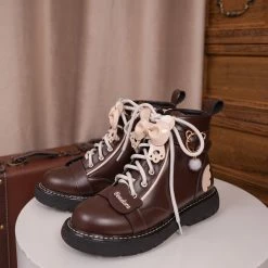 Juwas Bear Paw Bow High Ankle Boots