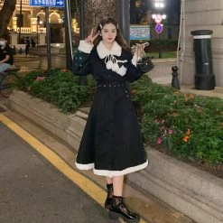 Juwas NEW ARRIVAL Classic PomPom Under Fur Winter Dress