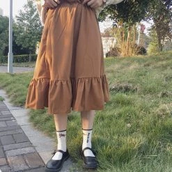 Juwas Kawaii Khaki Gypsy Skirt NEW ARRIVAL