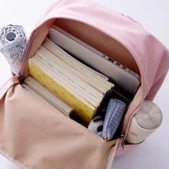 -Juwas Canvas Backpack With Bunny Keychain