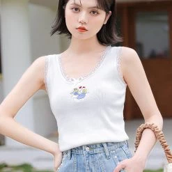 Juwas NEW ARRIVAL Angle Princess Embroidery Cotton Tops