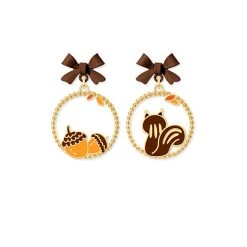 Juwas Cute Halloween Acorn Squirrel Dangle Earrings