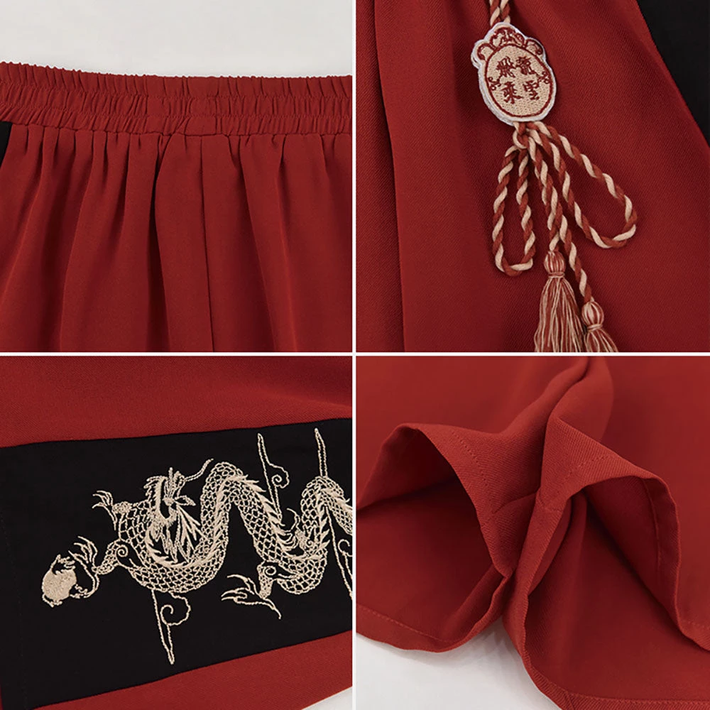 Juwas Dragon Embroidery High Waist Shorts 7 Juwas Dragon Embroidery High Waist Shorts