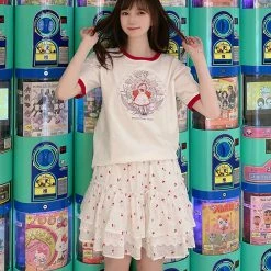 Juwas NEW ARRIVAL Cartoon Princess Print Cotton T-shirt
