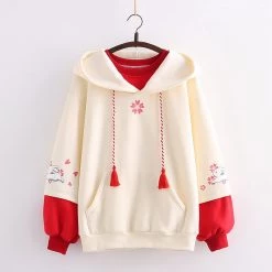Juwas Sakura Bunny Print Hoodie