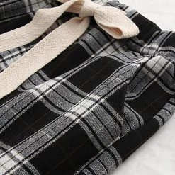 Juwas Plaid Elastic Waist Loose Pants