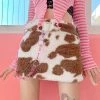 Juwas Country Cow Girl Plush Mini Skirt With Belt CLOTHING