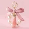Juwas Chic Pearl Tassel Ribbon Keychain