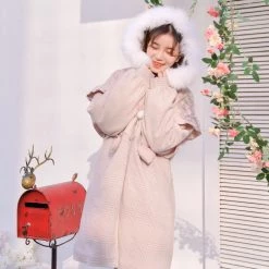 -Juwas NEW ARRIVAL Lovely Plaid Ruffled Cotton Coat