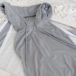 Juwas CLOTHING Bunny Ear Sexy Halter Hooded Bodysuit