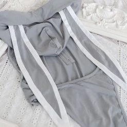 Juwas CLOTHING Bunny Ear Sexy Halter Hooded Bodysuit