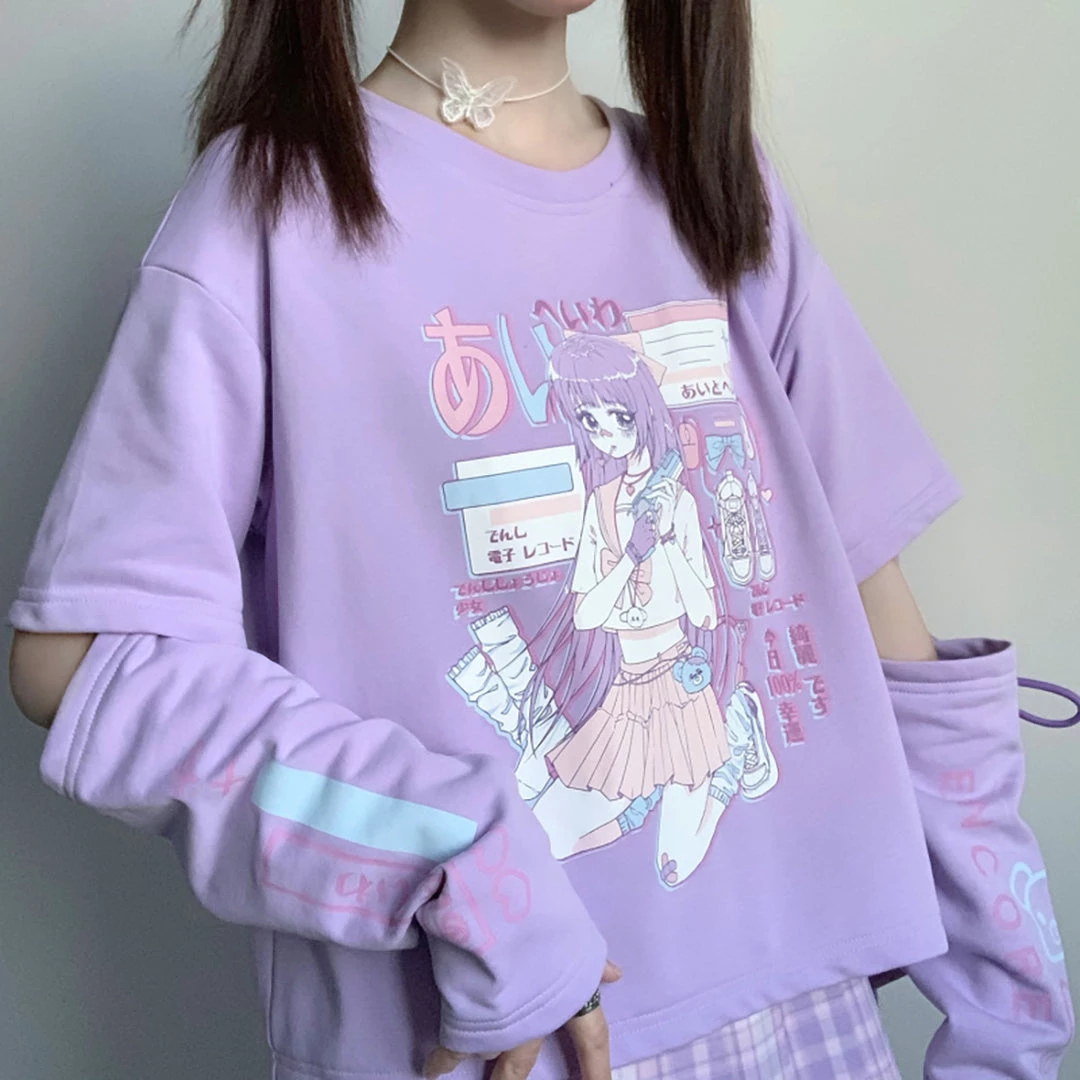 Juwas Anime Girl Hollow Out Sleeve Sweatshirt 4 Juwas Anime Girl Hollow Out Sleeve Sweatshirt