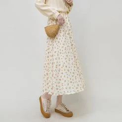 Juwas Floral High Waist Skirt