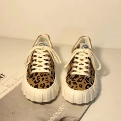 Juwas Leopard Print Canvas Sneakers Shoes