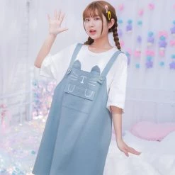 Juwas Japanese Kitten Fake Jumper Dress