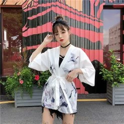 Juwas Kawaii Japanese Cranes Short Kimono Cardigan NEW ARRIVAL